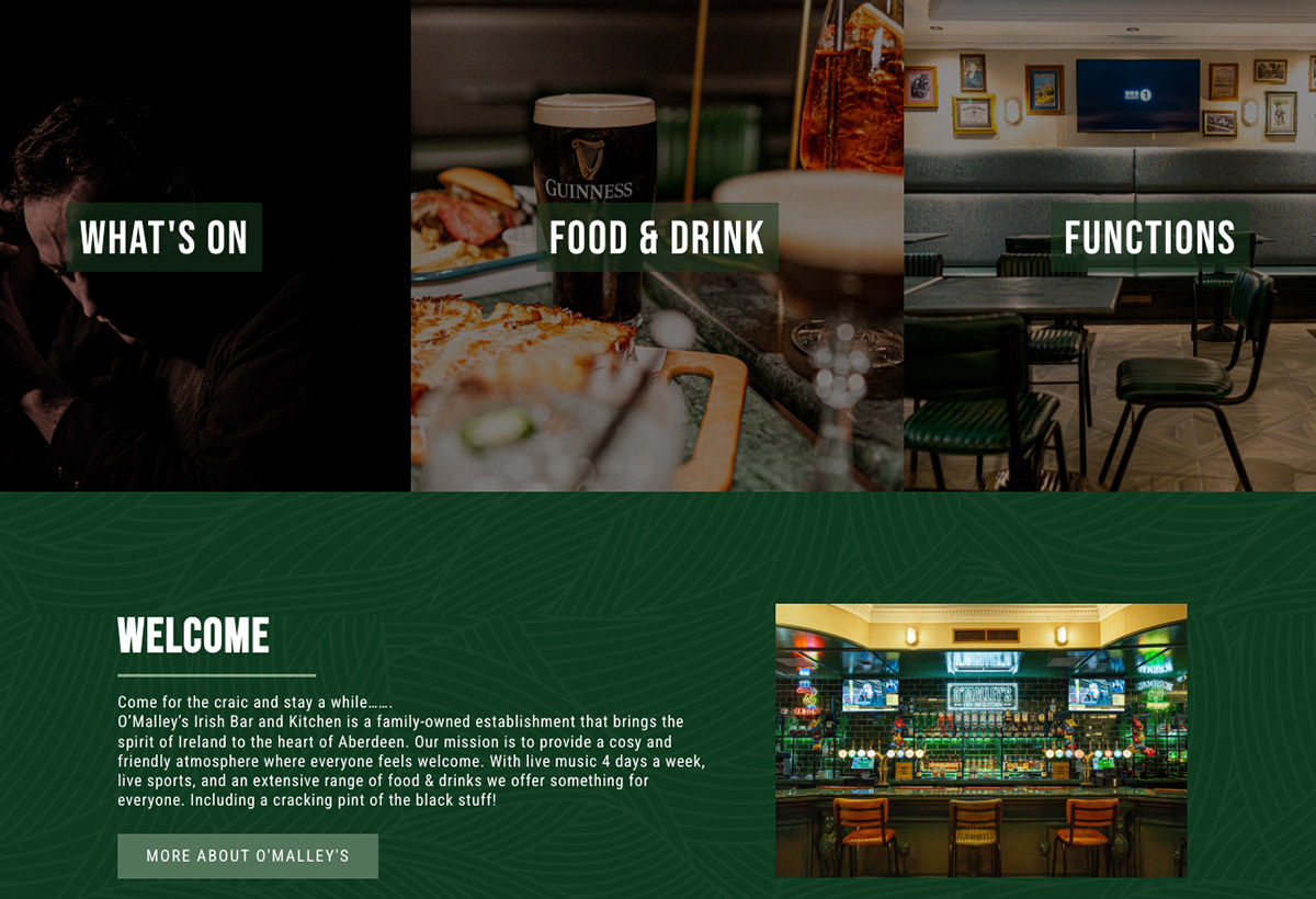 o'malley's irish bar & kitchen webpage what's on